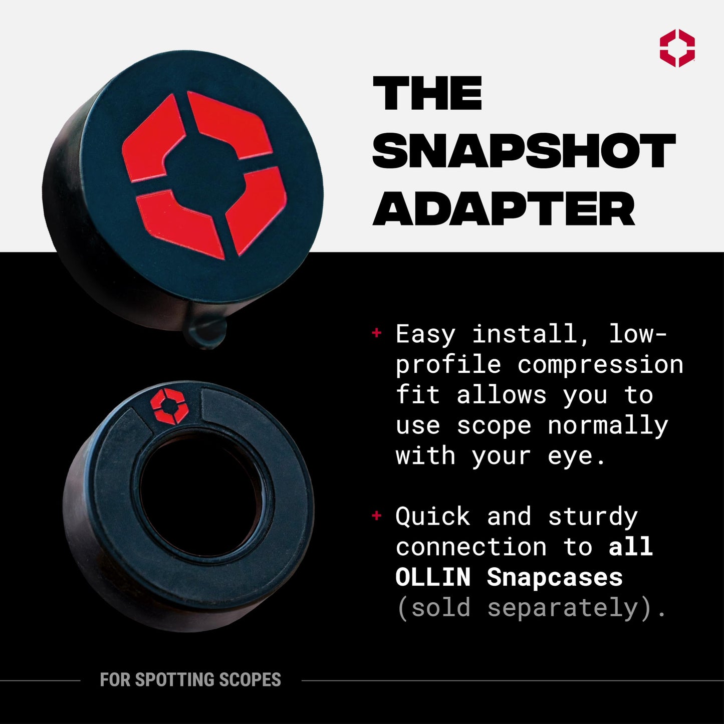 OLLIN Snapshot Spotter Adapter - Magnetic Eye Piece for Spotting Scopes, Attachment for Smartphone Digiscoping, Hunting, Wildlife Photography