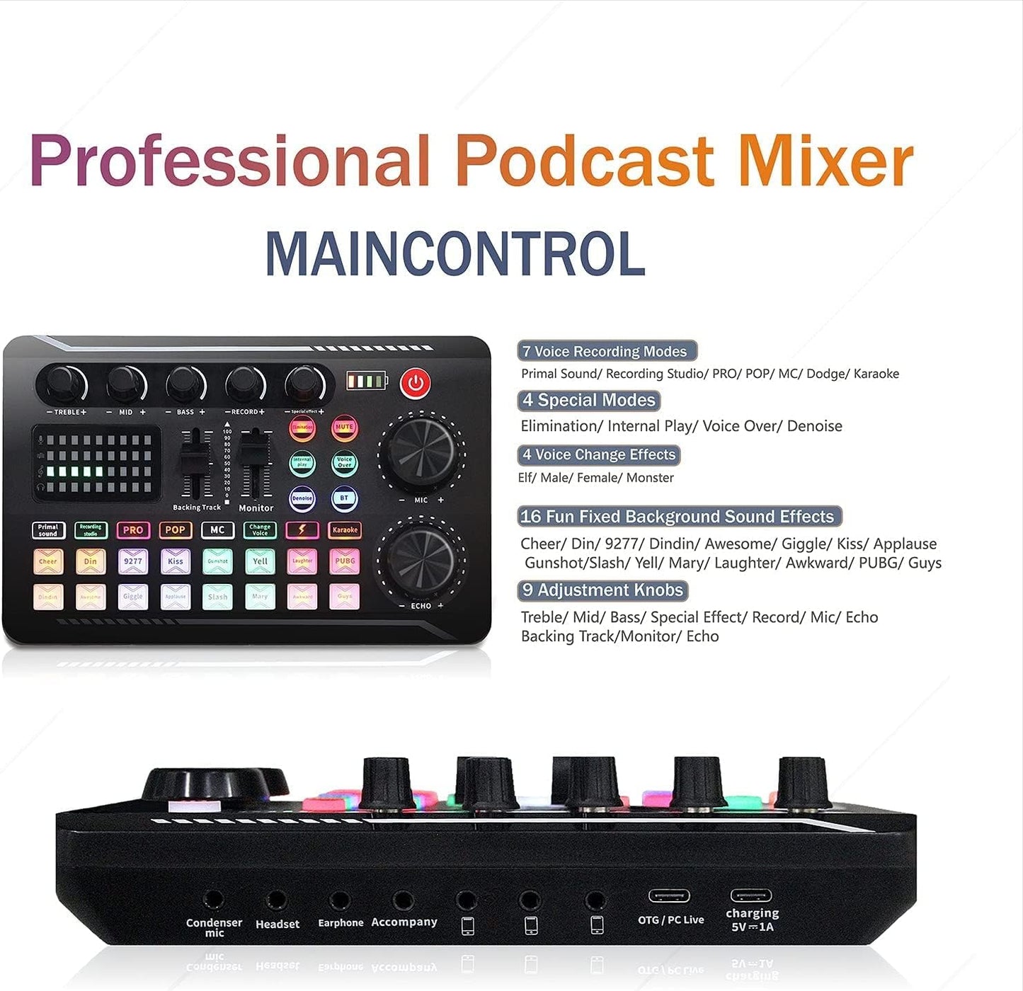 SINWE Podcast Microphone Bundle, BM-800 Condenser Mic with Live Sound Card Kit, Podcast Equipment Bundle with voice changer and Mixer functions for PC