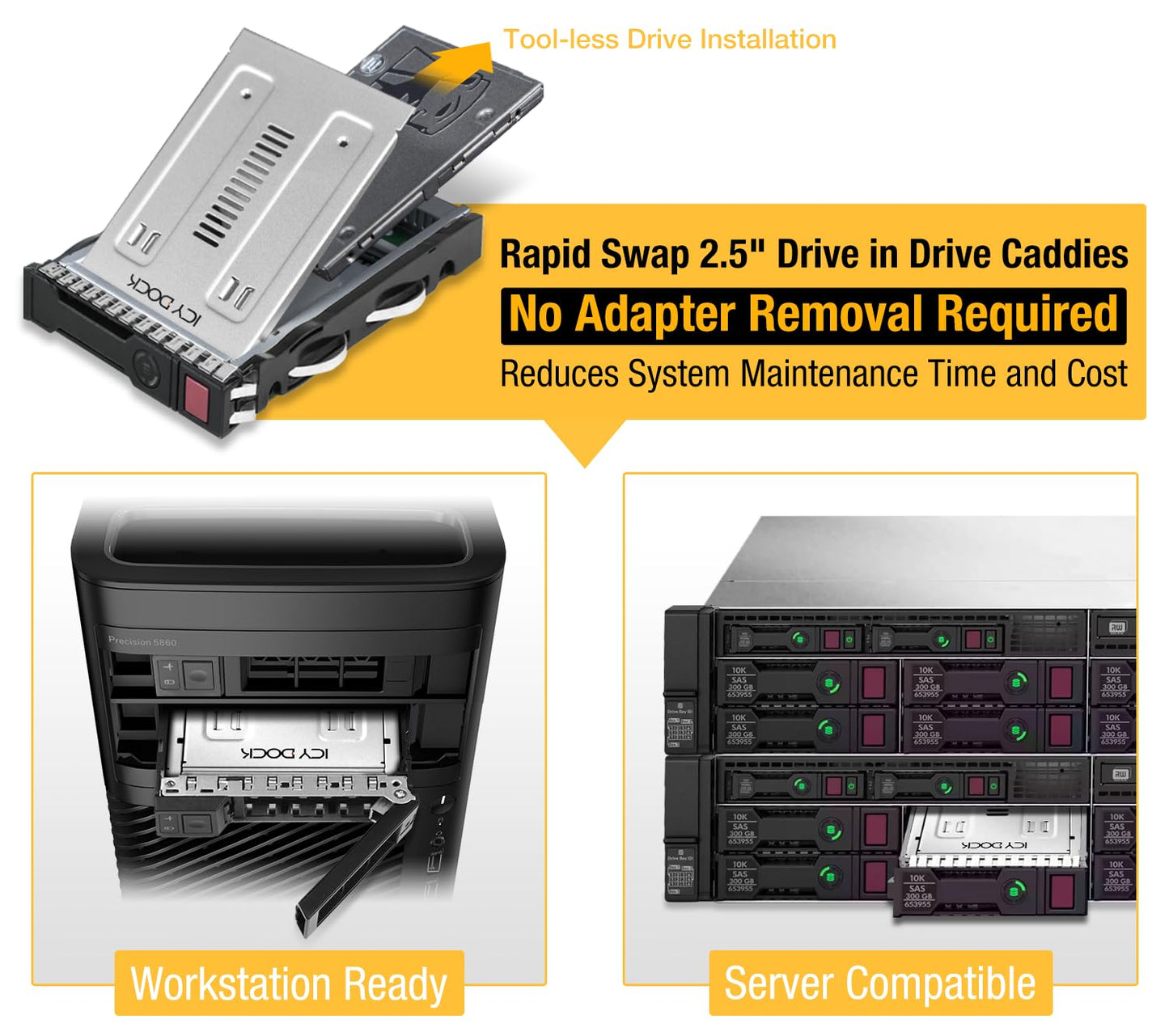 ICY DOCK Enterprise Full Metal 2.5" to 3.5" SAS / SATA (22pin) HDD & SSD Converter / Mounting Kit for Internal 3.5" Drive Bay | EZConvert Pro
