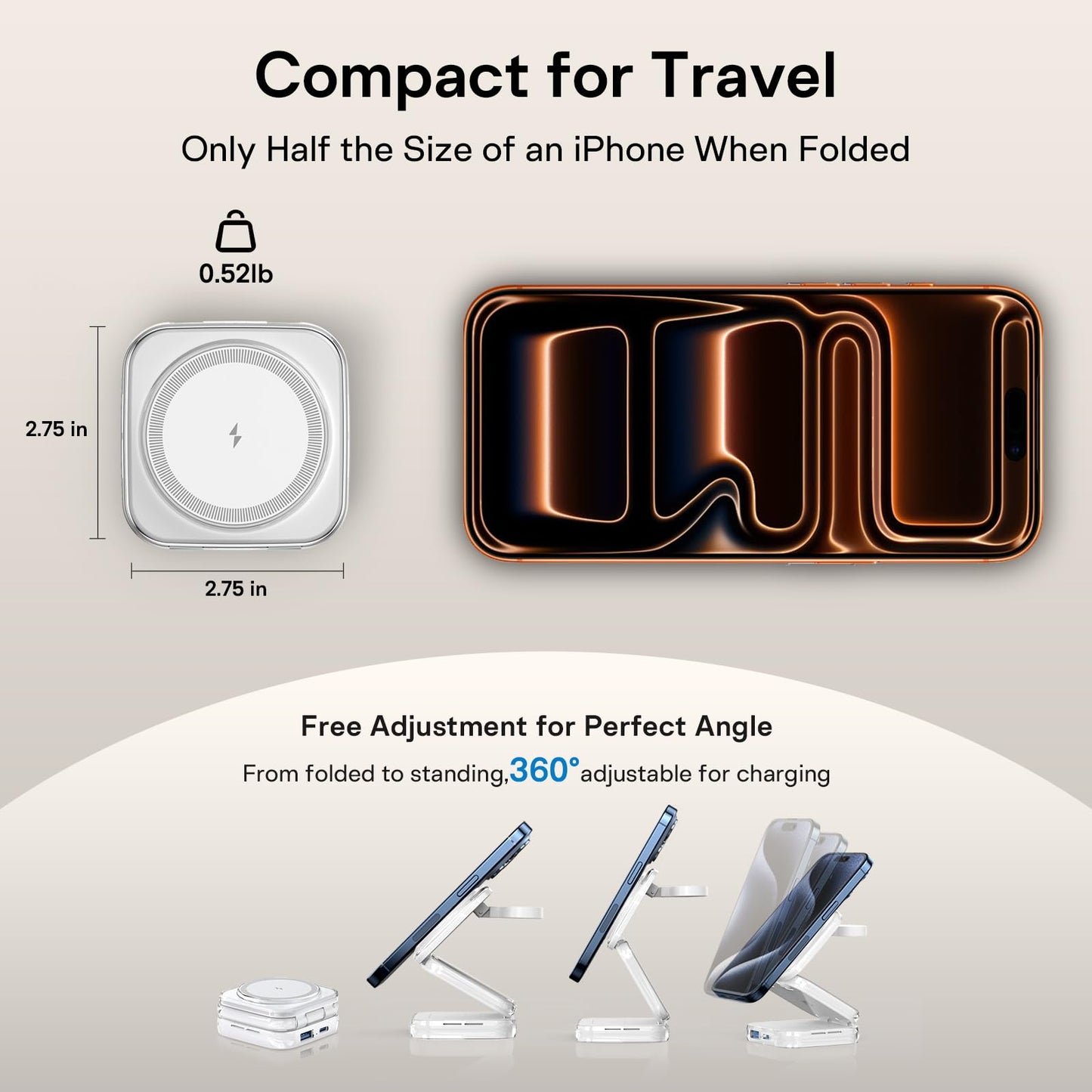 5-in-1 Wireless Charger for MagSafe, AC ISLAND Portable Travel Charging Station, 35W Max Qi2 Fast Foldable Magnetic Stand, Evolved for iPhone 17-12