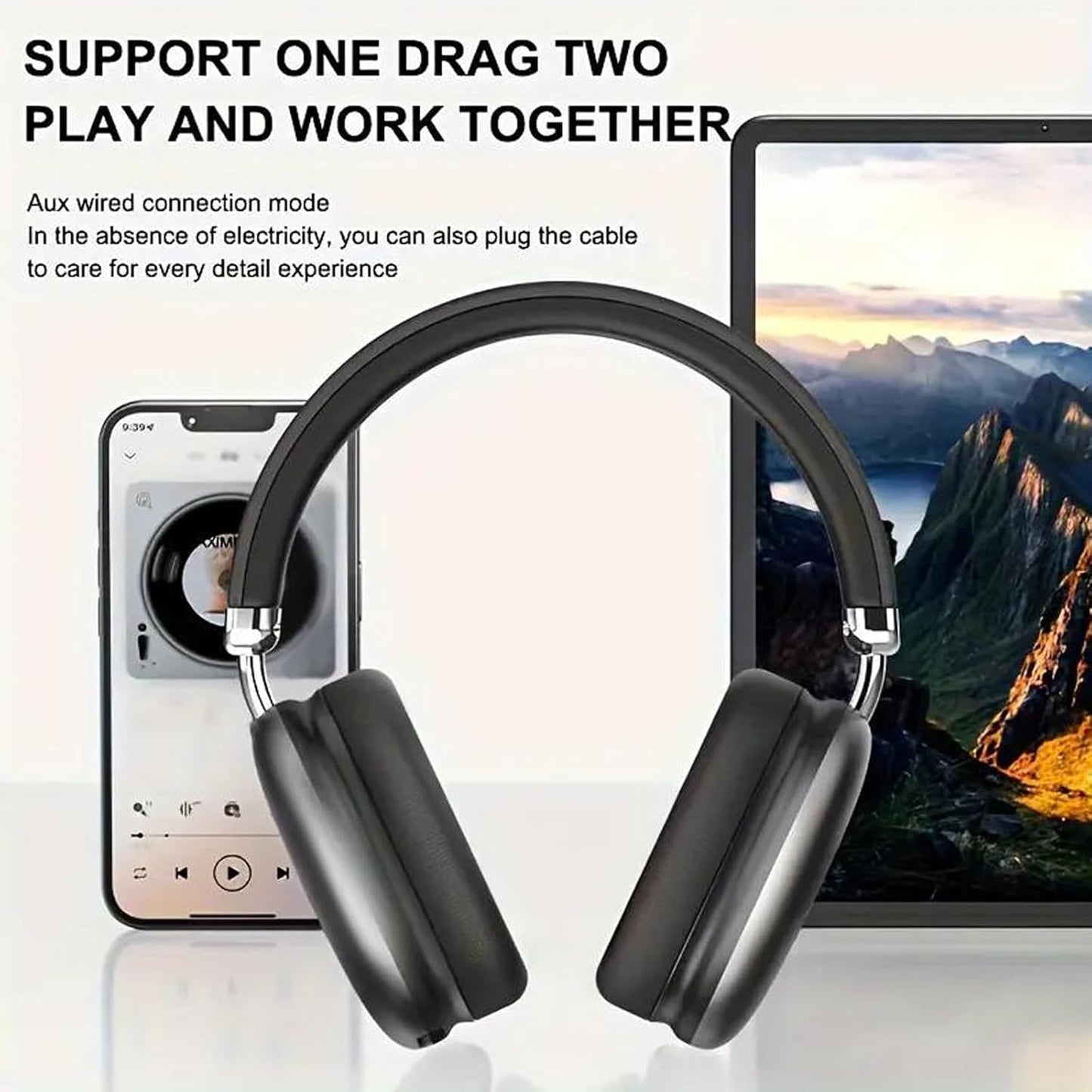 Wireless Bluetooth Headphones Active Noise Cancelling Over-Ear Headphones with Microphones, 42 Hours Playtime, HiFi Audio Adjustable Headphones