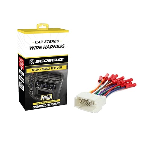 Scosche HA08BCB Aftermarket Radio Wiring Harness with Crimp Connectors for Select 1998-11 Acura and Honda - Aftermarket Radio Wire Harness for Car