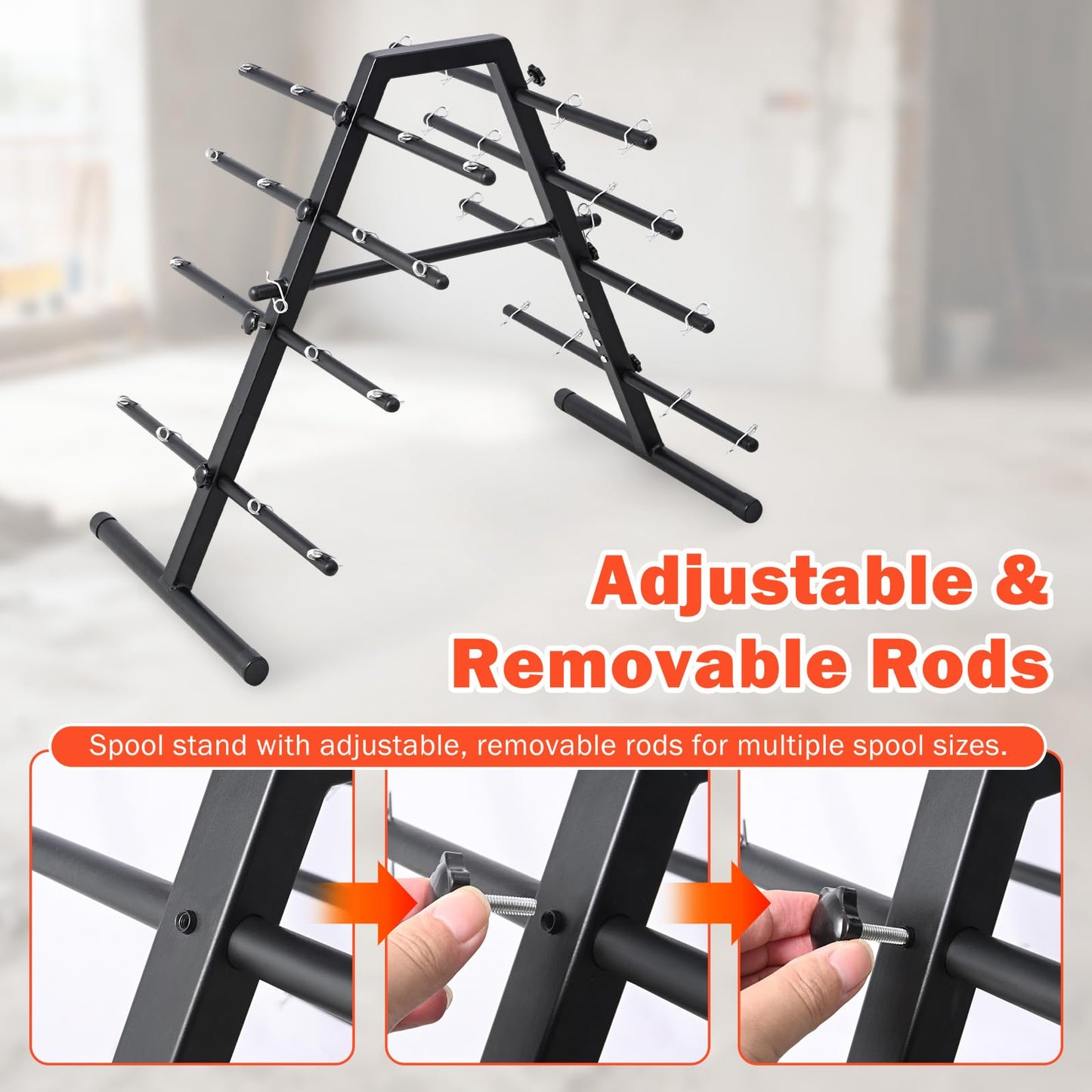 CXRCY Wire Spool Rack - Heavy Duty Cable Dispenser with 9 Adjustable Rods for 29 Spools, Portable Hand Wire Spool Caddy for Electrical, Industrial