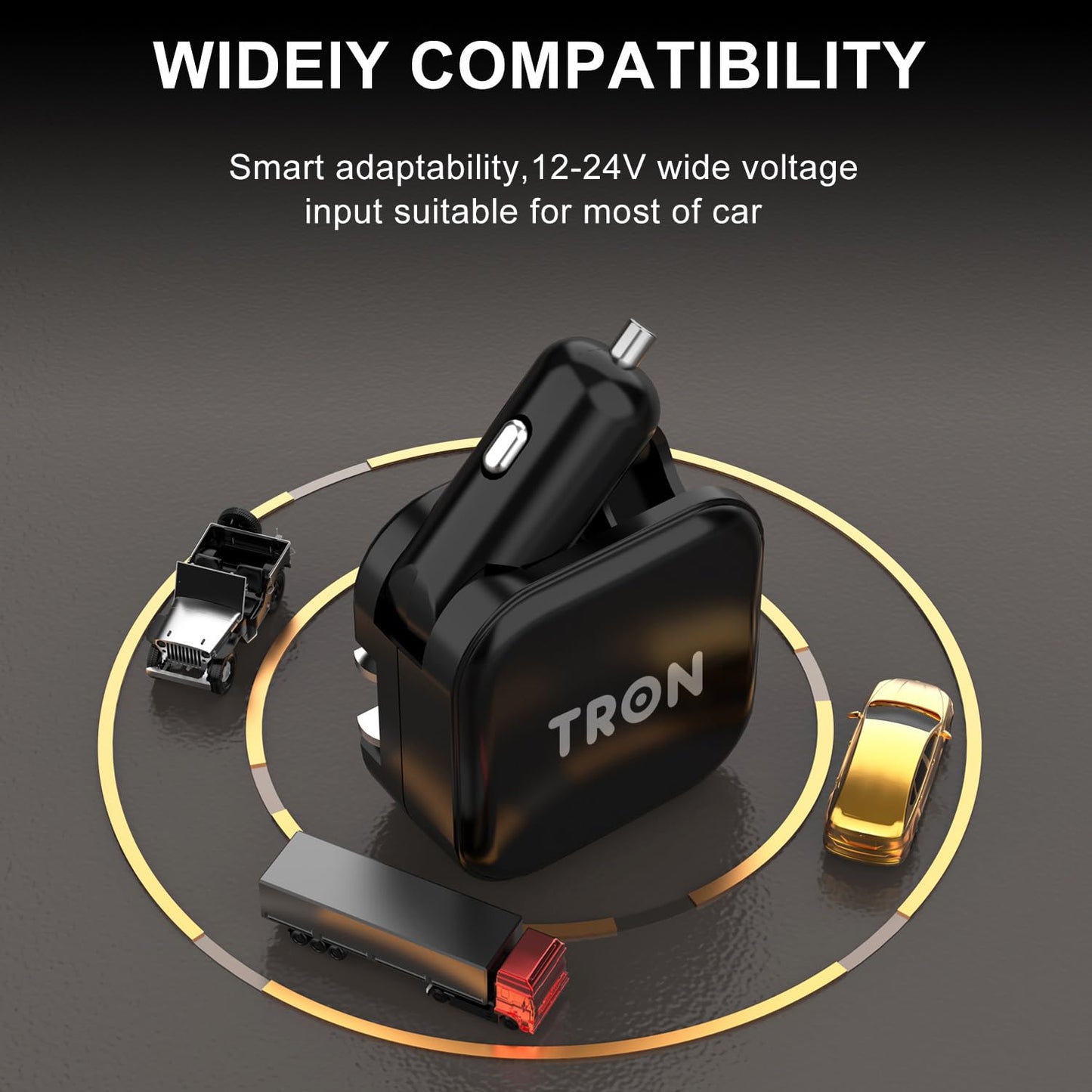 TRON Wall & Car Charger Travel Charging Station, 36W Dual USB-C & USB-A Fast Charger, Foldable for iPhone, iPad, Android, Earbuds - TR17