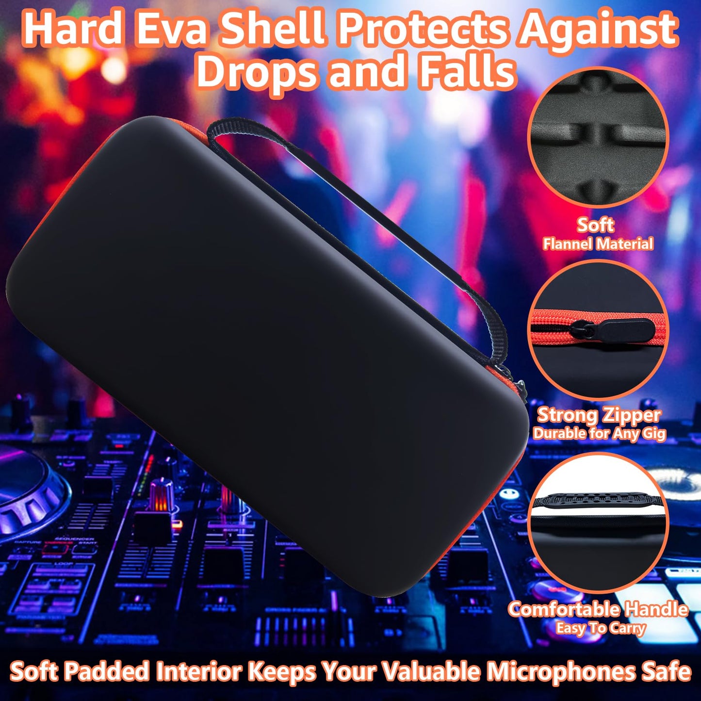 JOSMAX Wireless Microphone Case Compatible with JBL Wireless Two Microphone System, Portable Handheld Dual Mic Travel Storage Bag for Singing or