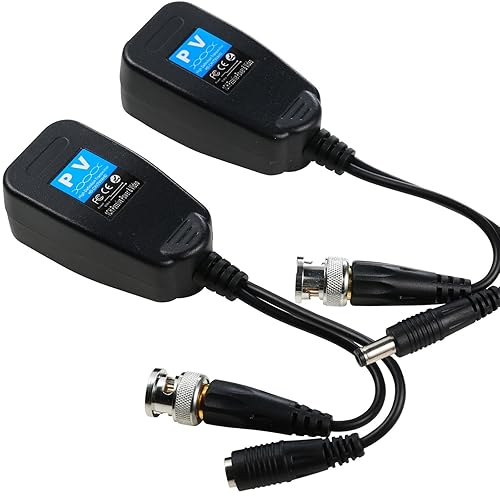 UHPPOTE HD-CVI/TVI/AHD BNC Video Power Transmitter Passive Balun Receiver to Cat5e 6 RJ45 Connector
