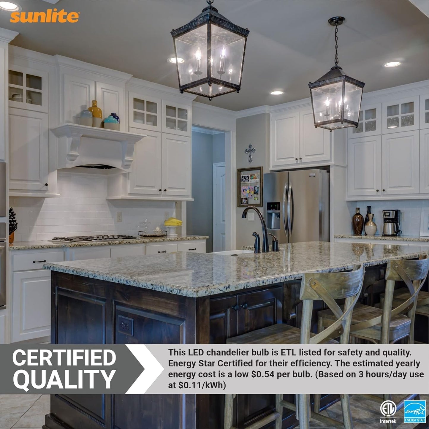 Sunlite LED B11 Frosted Torpedo Tip Chandelier Light Bulb, 4.5 Watts (40W Equivalent) 300 Lumens, Candelabra E12 Base, Dimmable, ETL Certified, 5000K