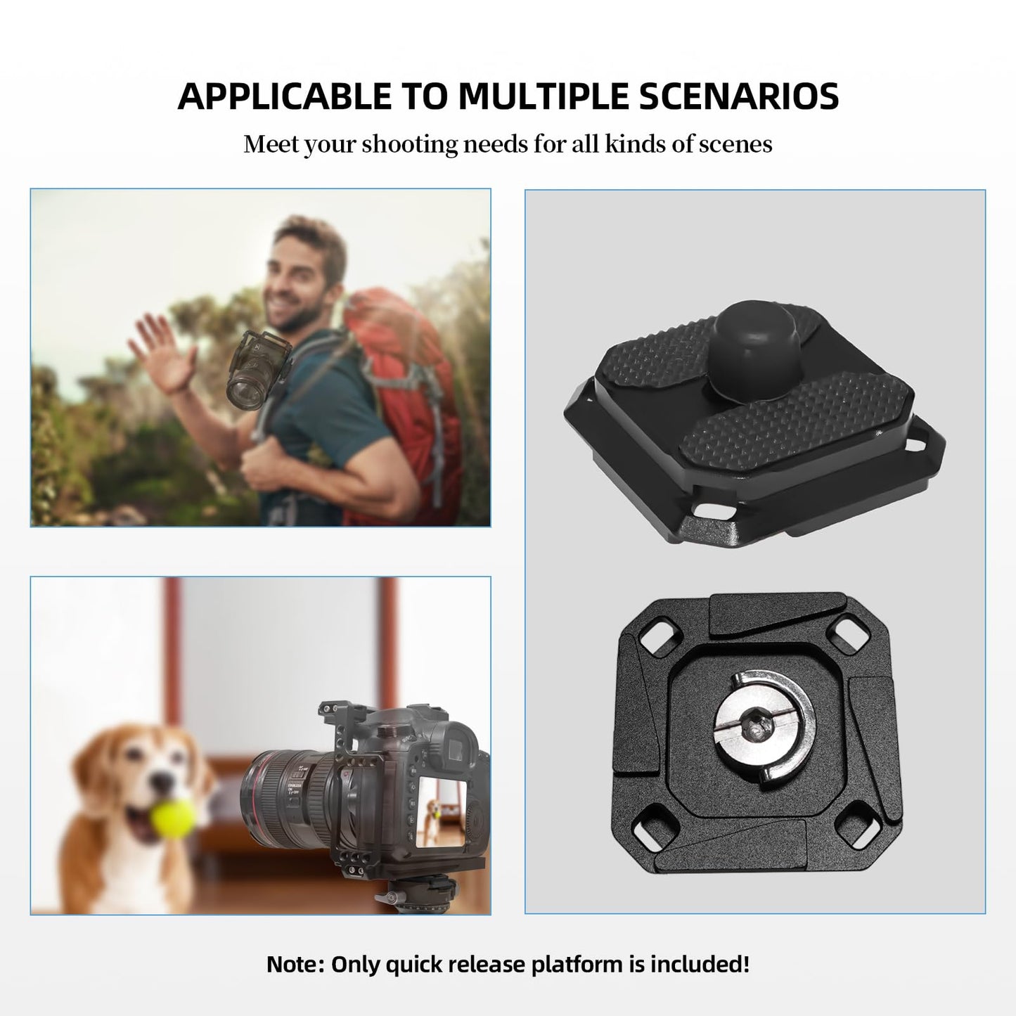 2 Pack Arca-Swiss Plate, Quick Release Plate Camera Mount for Tripod,38mm Arca-Swiss Mount Plate with Safety Pins, Lightweight Aluminum