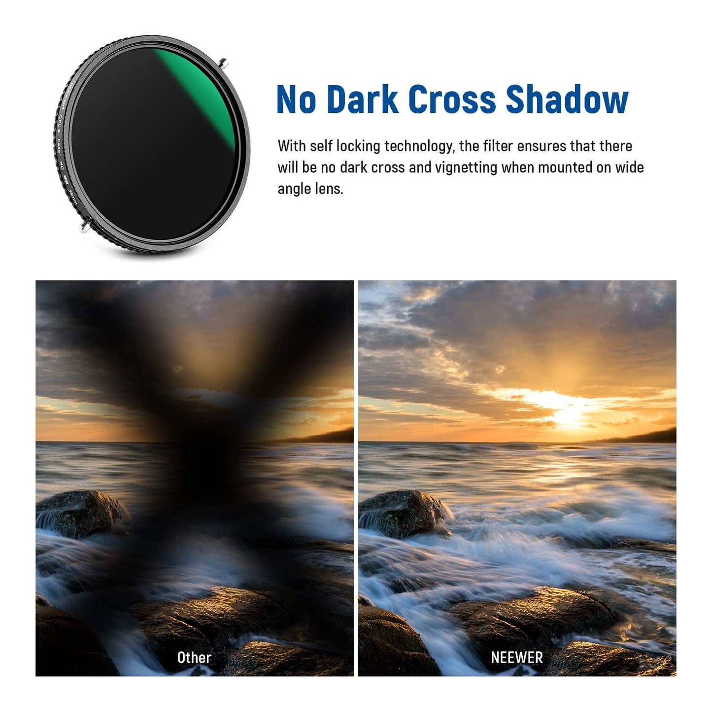 NEEWER 2 in 1 58mm Variable ND Filter ND2-ND32&CPL Filter(Circular Polarizer Filter) No X Cross/30 Layer Nano Coated/HD Optical Glass/Ultra Slim