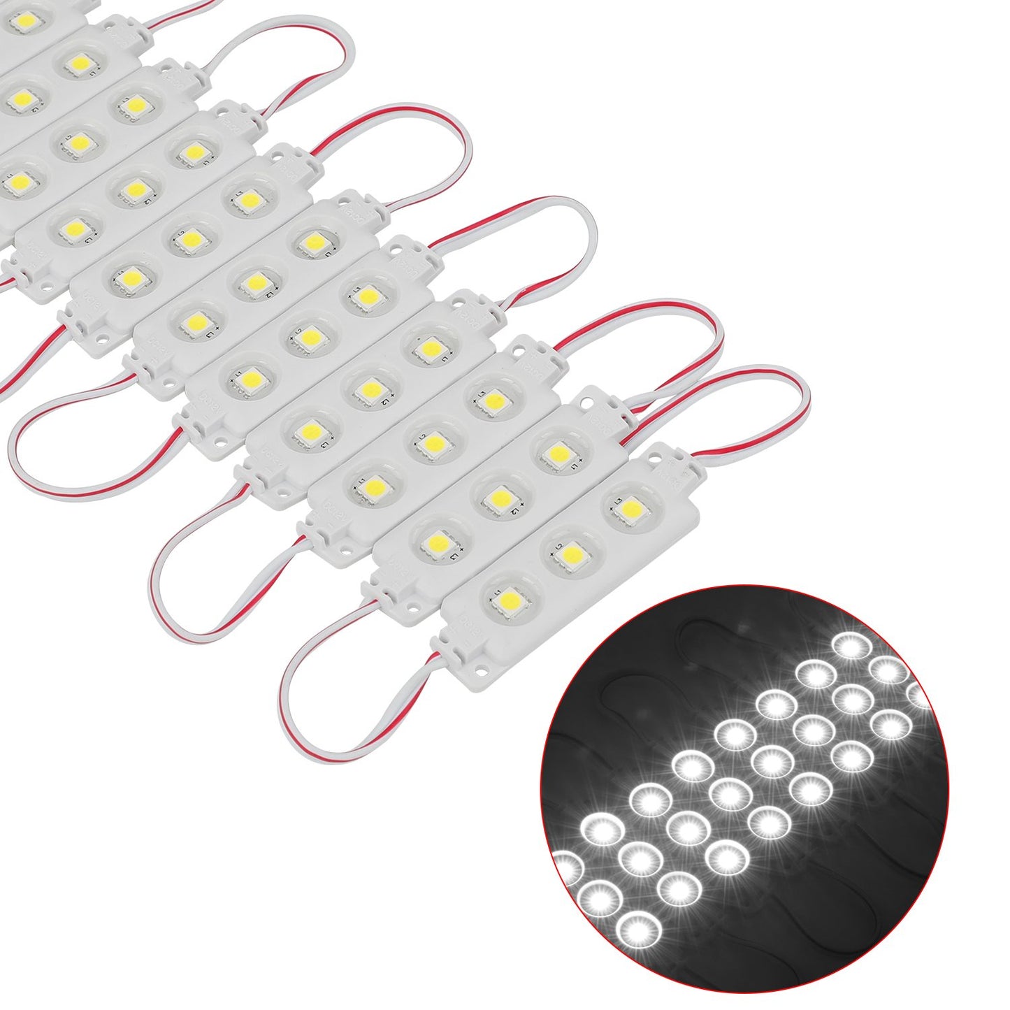 Q QINGCHEN 200 PCS 5050 SMD DC12V Injection 3 LED Module White 0.72W Waterproof Decorative Back Light for Letter Sign Advertising Signs with Tape