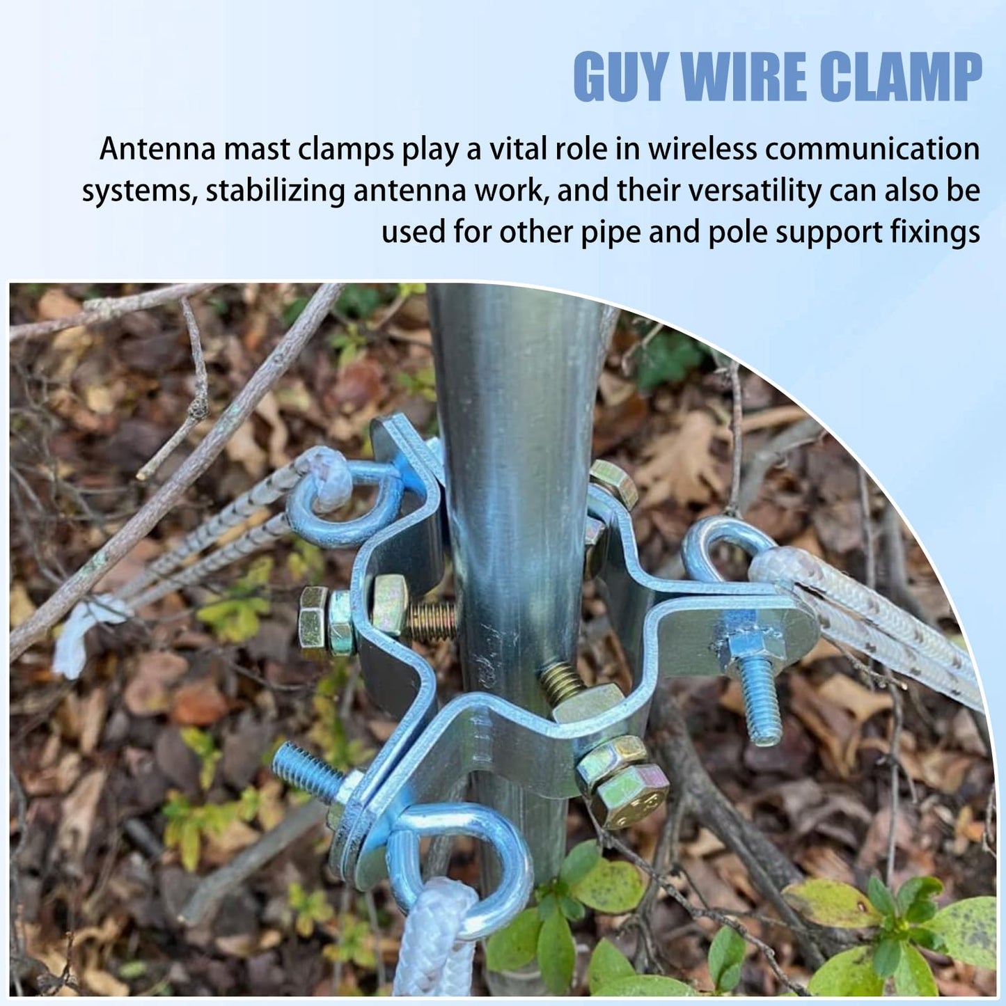 EZ 43-A 3 Way Antenna Masts Guy Wire Clamp, Antenna Mast Mount for Erecting 0.8" to 1.8" Antenna Masts