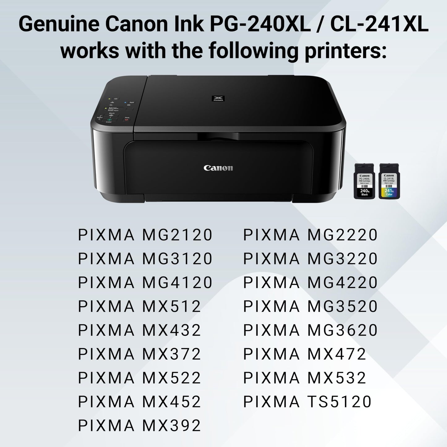 Canon Genuine Ink PG-240 XL / CL-241 XL Value Pack (2 Cartridges), Compatible with MG2120/3120/4120/2220/3220/4220/3520/3620