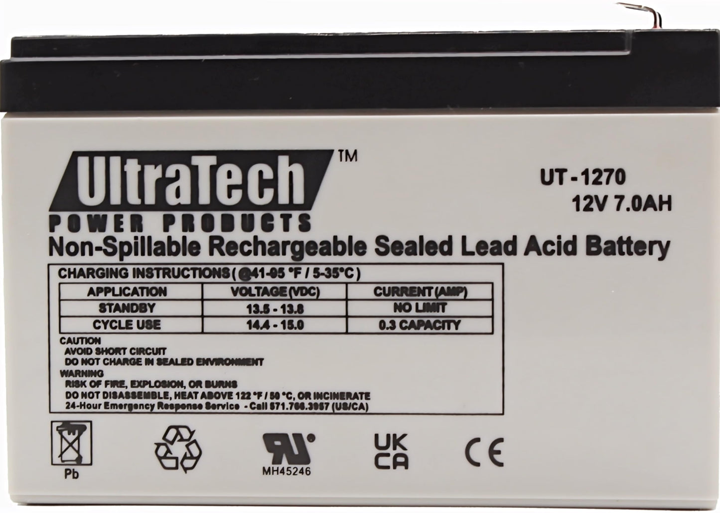 UltraTech UT1270 / UT-1272-F1 12V 7 Ah Sealed Lead Acid Alarm Battery UT-1270 UT-1272-F1