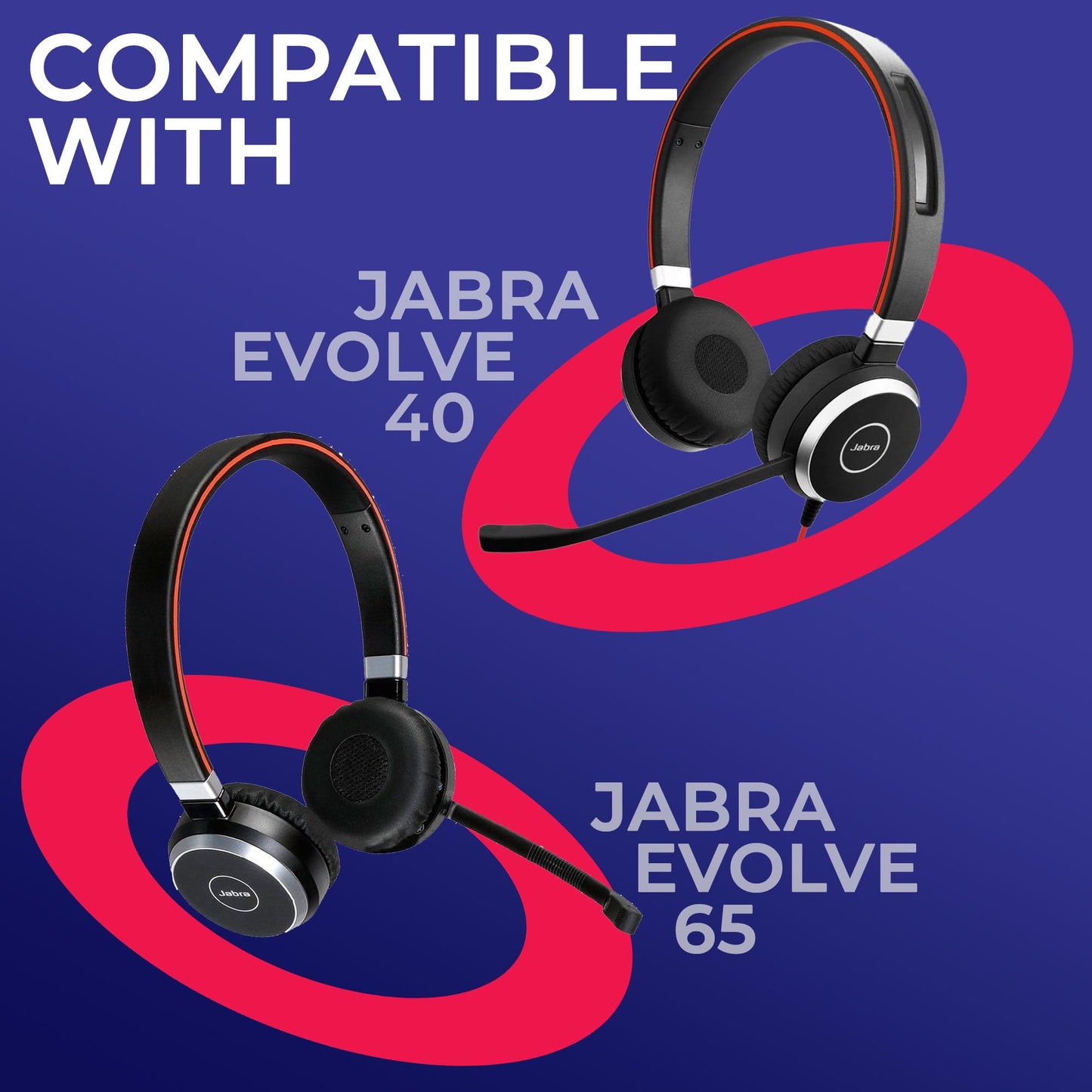 Foam Earpad Cushion for Jabra Headset Evolve 20, 30, 40, 65 - 10-Pack Replacement Kit Ear Cushions by Global Teck