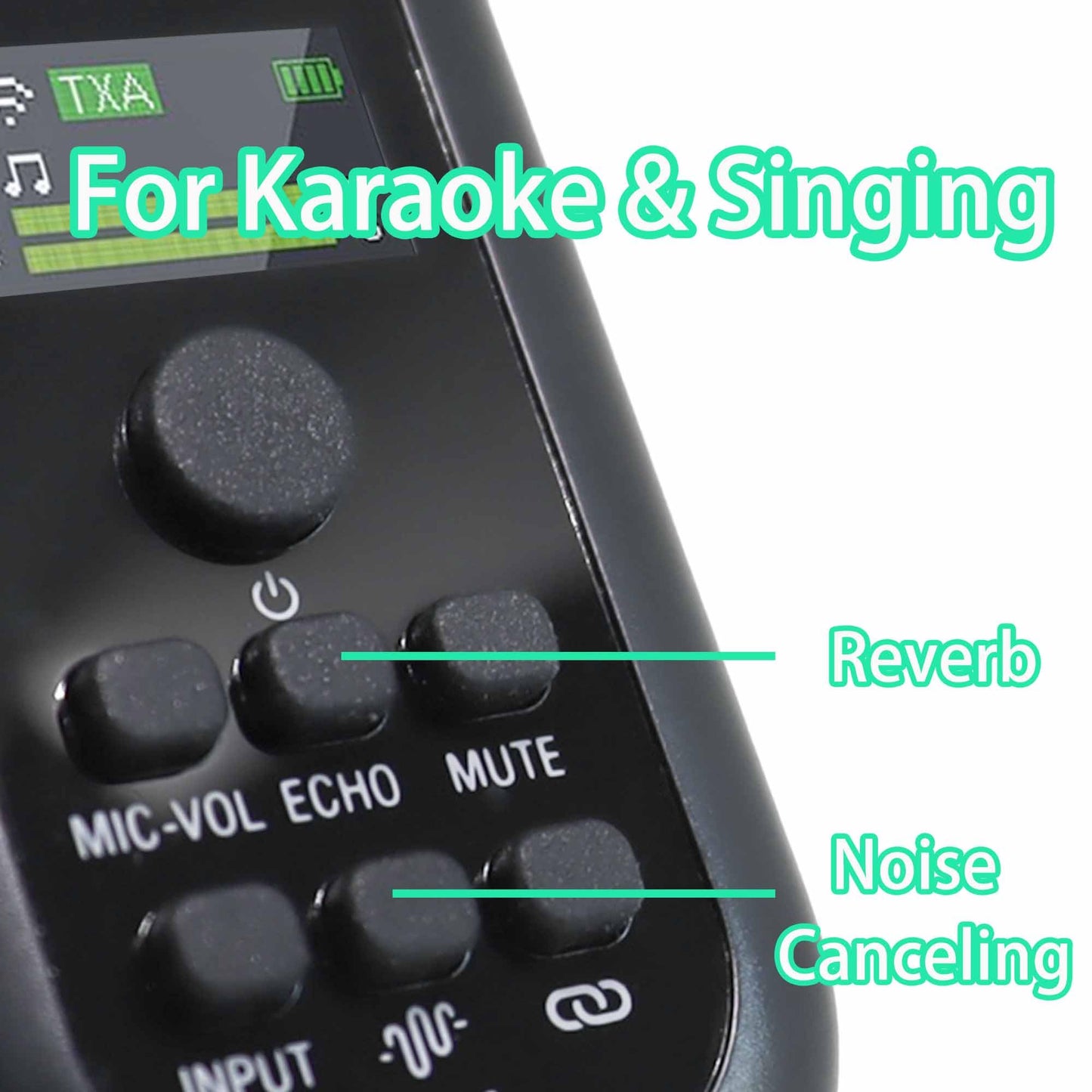 Wireless XLR Transmitter and Receiver 2.4G for Dynamic Condenser Microphone with Noise Reduction, Reverb, 48V, Mute