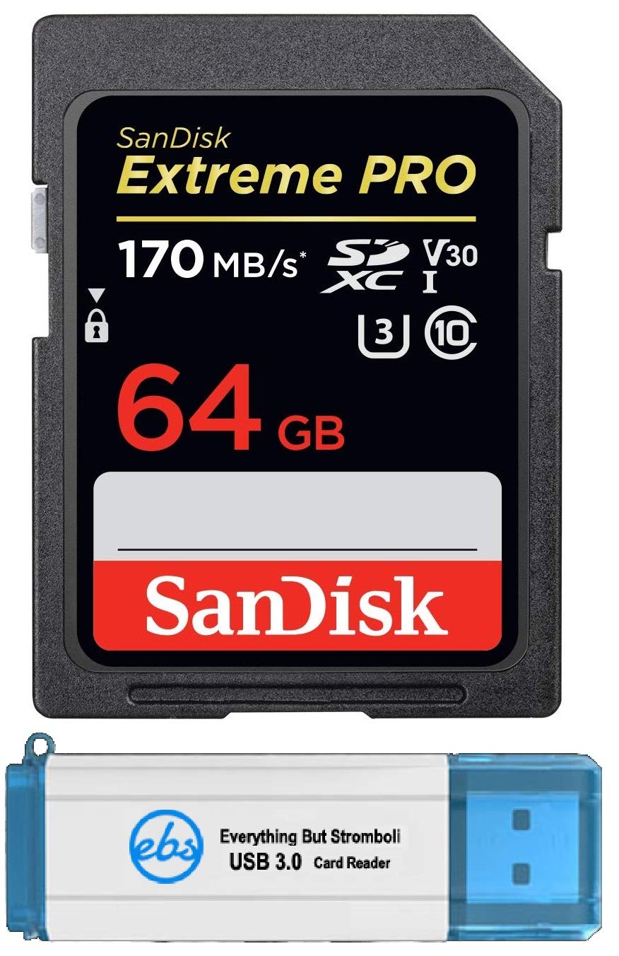SanDisk 64GB Extreme Pro SDXC UHS-I Card Works with Canon Mirrorless Camera EOS R7, EOS R10 (SDSDXXY-064G-GN4IN) Class 10 U3 Bundle with 1 Everything