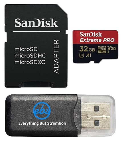 SanDisk Extreme Pro 32GB U3 A1 V30 microSDHC Card Compatible with DJI Avata 2, Mini 4K Drones (SDSQXCG-032G-GN6MA) Read Speed up to 100 MB/s Bundle