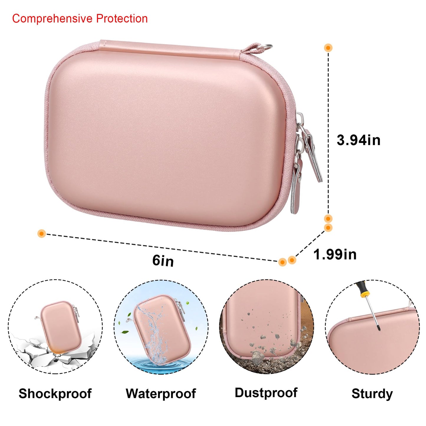 Elonbo Carrying Case for Liene 2x3” Photo Printer, Portable Mini Color Instant Print Digital Camera Hard Travel Bag, Smartphone Picture Printer