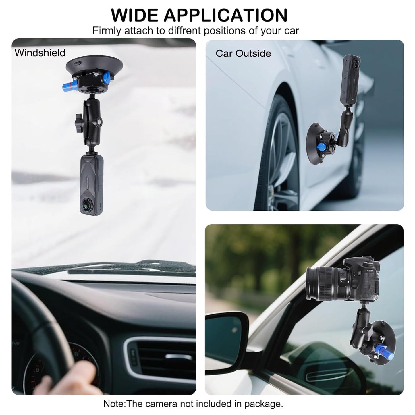 PellKing Camera Vacuum Suction Cup Mount Compatible with Insta360 X5/X4/X3,GoPro Series and DSLR Camera,iPhone 16/15/14/13/12 Series,3.94” Double Ball