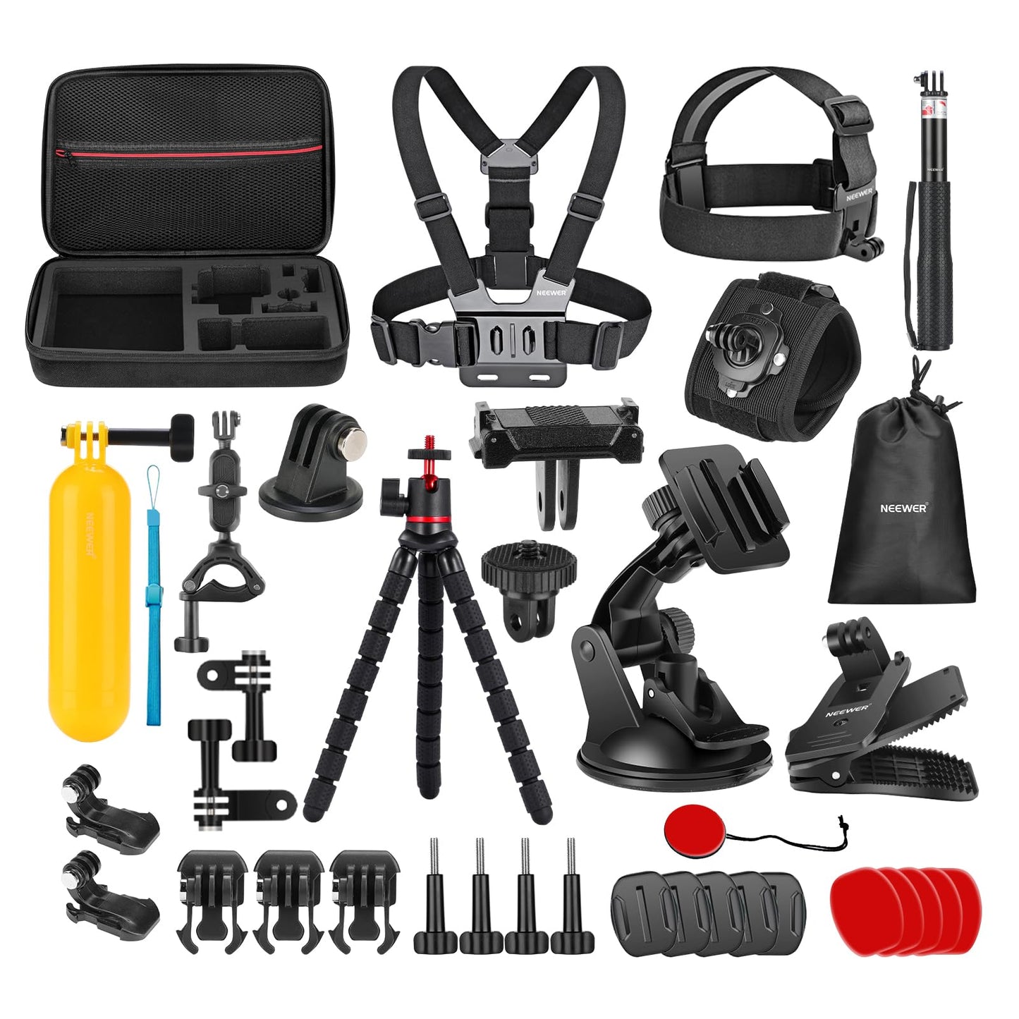 NEEWER 35 in 1 Action Camera Pro Accessories Kit Compatible with DJI Osmo Action 5 Pro 4 3 GoPro, Quick Release Adapter Mount for Diving Hiking