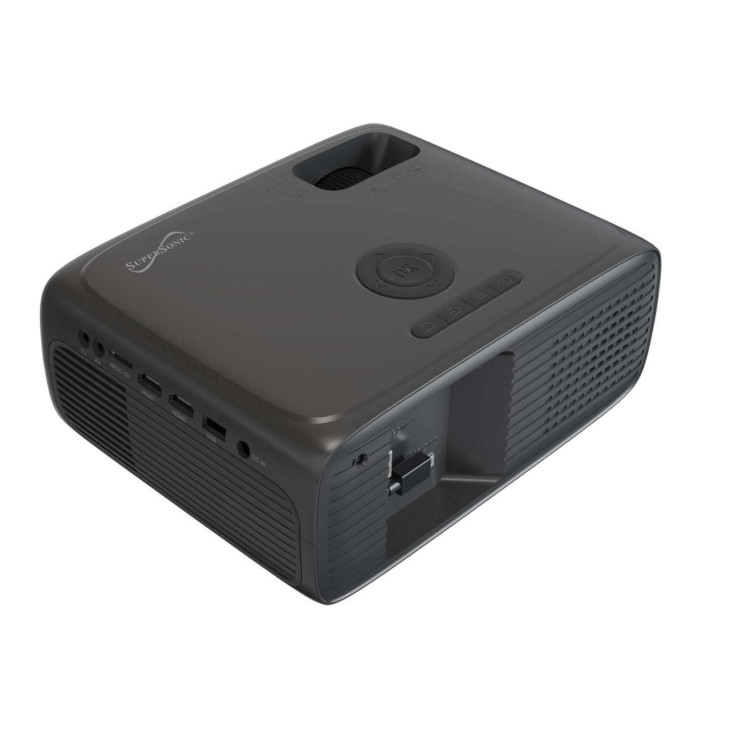 Supersonic SC-282P Full HD 1080P LED Projector with Bluetooth, 7800 Lumens, LED 4" LCD, 40-150" Display, HDMI/USB/SD/AV Inputs, 20,000Hr Lamp