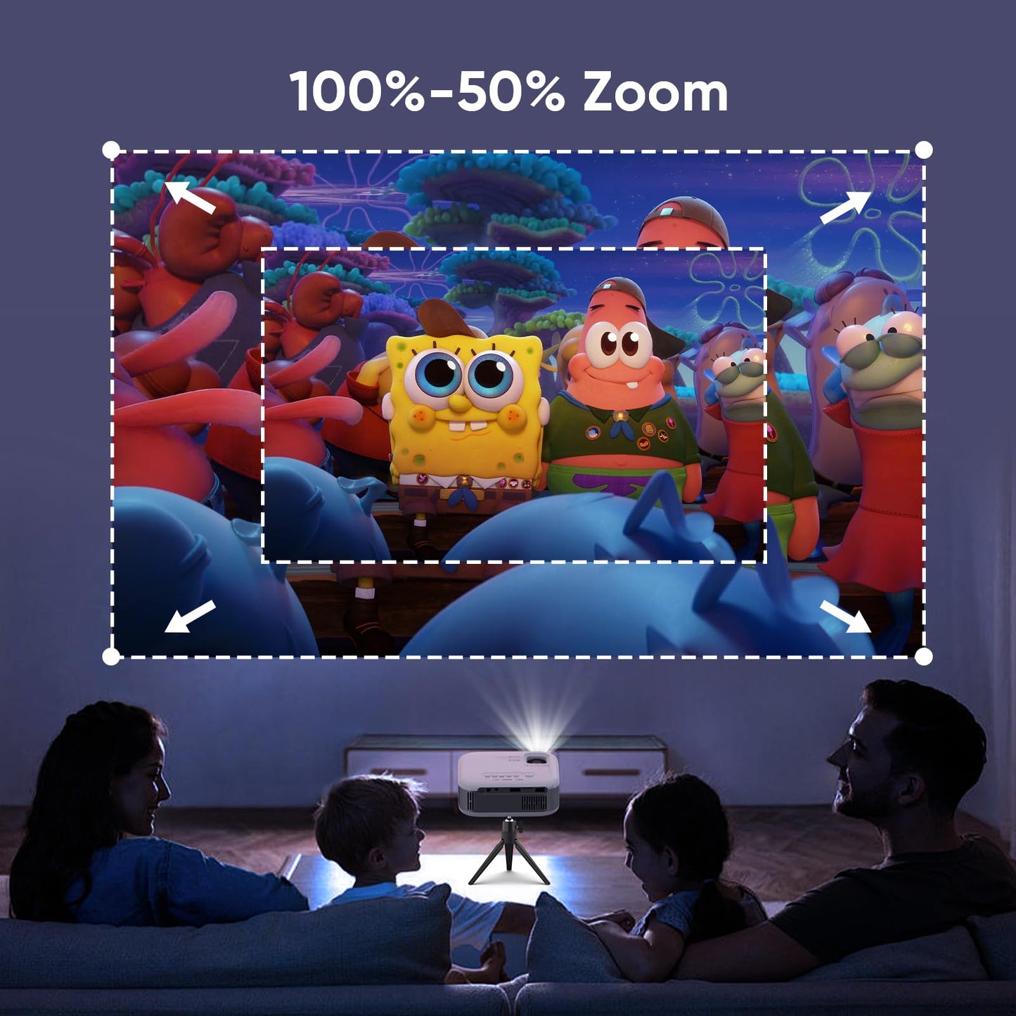 PANSEBA Mini Projector, 2025 Upgraded 1080P HD Projector, Portable Projector with Bluetooth, Movie Projector Compatible with Smartphone/Laptop/TV