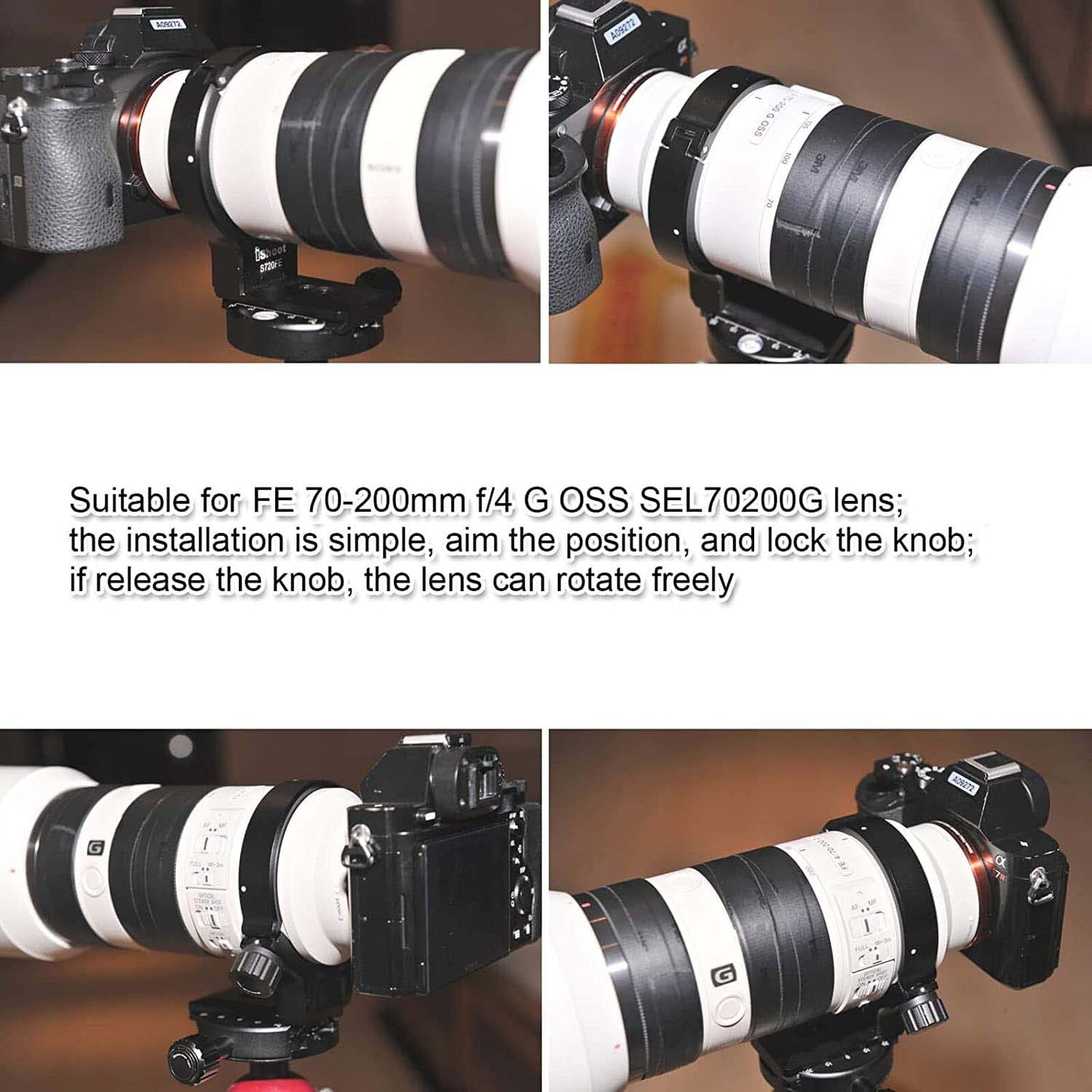 Tripod Mount Ring Lens Collar Compatible with Sony FE 70-200mm f/4 G OSS Lens SEL70200G, Lens Support Holder Bracket Bottom is Arca-Swiss Fit Quick