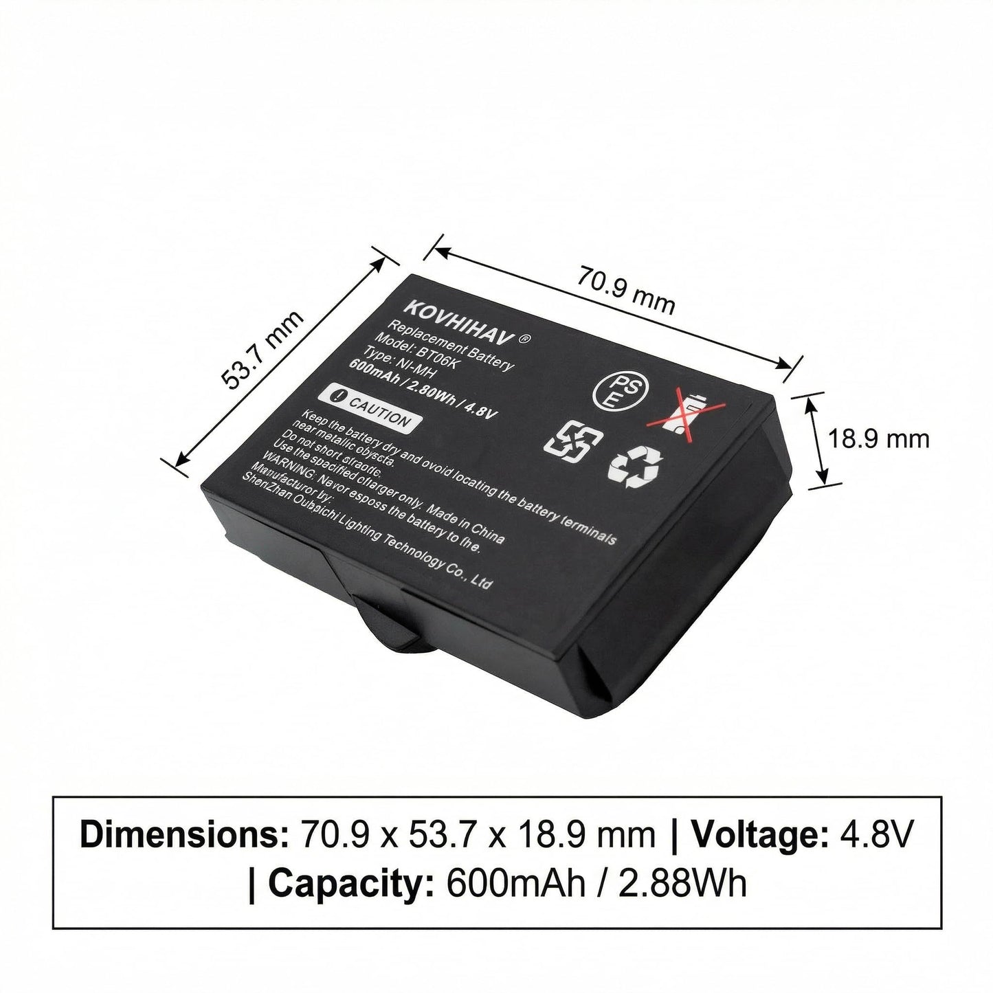 Replacement Battery for IKUSI 2303692,TM70/1,T71,RAD-TS,ATEX transmitters,TM70 Range,fit Part Number 2303692, BT06K,4.8V Ni-MH 600mAh/2.88Wh