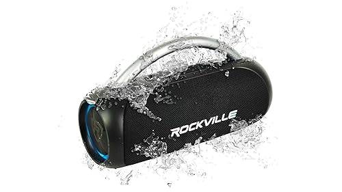 Rockville RPB-D3 30W Portable Bluetooth Speaker, Water Resistant, TWS Pairing, LED Lights, Long Battery Life, Perfect for Parties and Outdoor