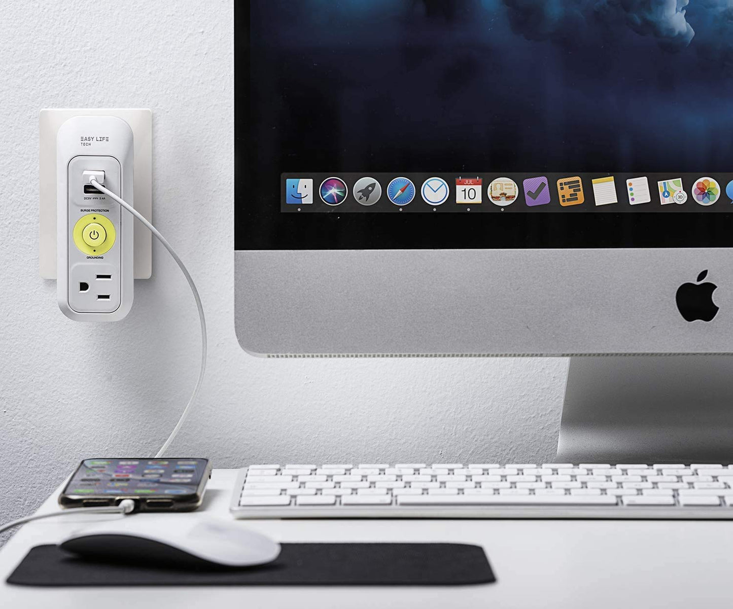 Wall Outlet Extender with USB Charging Ports - Multi Plug Adapter with AC Outlets - Compact Surge Protector for Home, Office, or Travel - Space-Saving