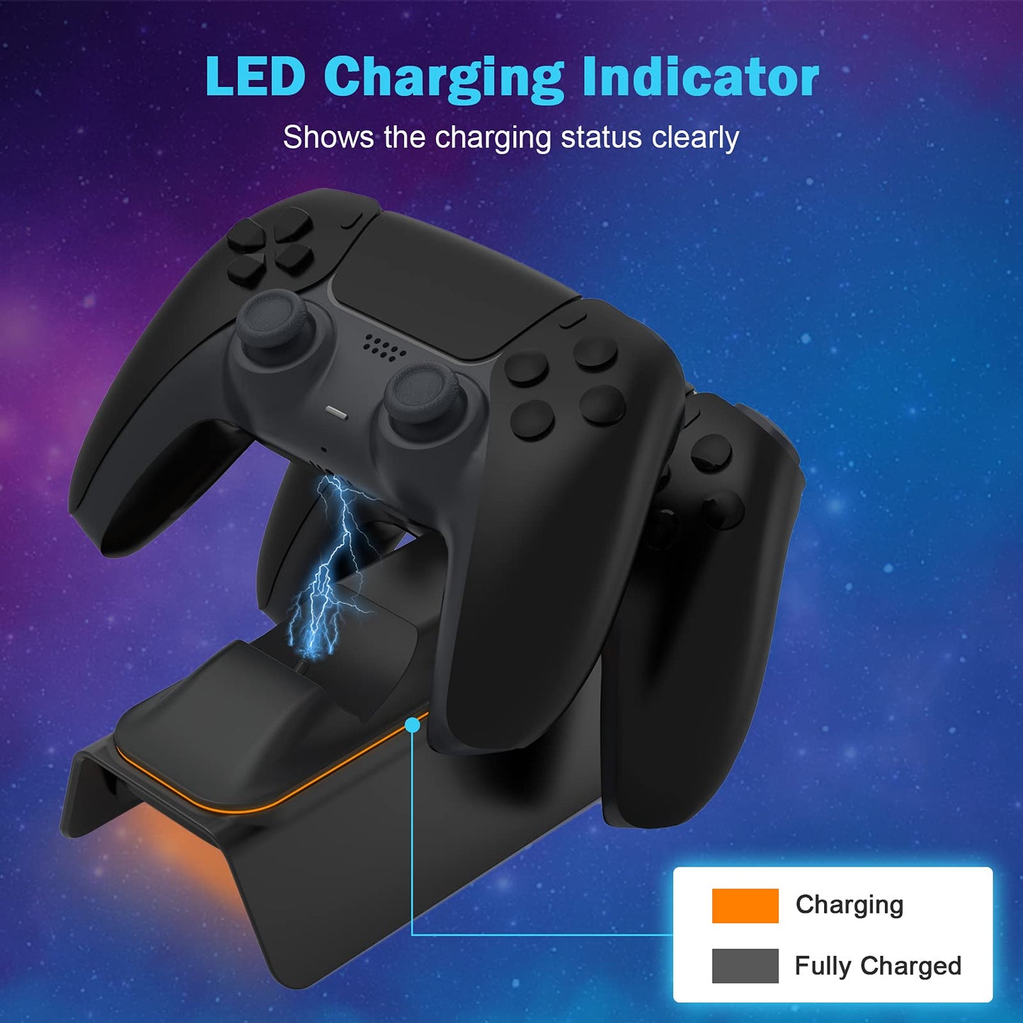 NexiGo Enhanced PS5 Controller Charger with Thumb Grip Kit, Fast Charging AC Adapter, DualSense Charging Station Dock for Dual PlayStation 5