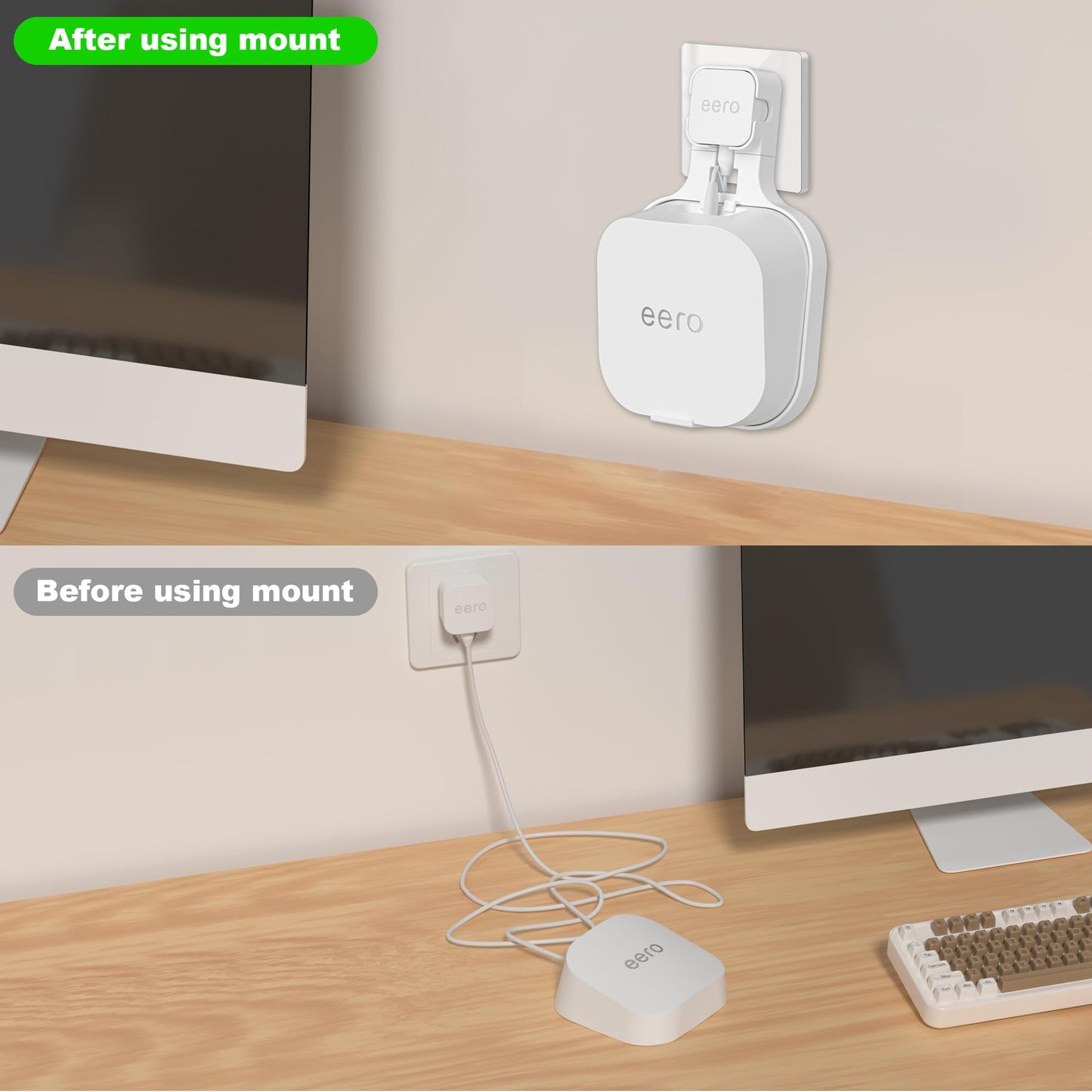 Wall Mount Bracket for eero 7, Space-Saving Outlet Wall Mount for Eero 7 Router, Cable Management, Fits Vertical/Horizontal Outlets | White (3 Pack)
