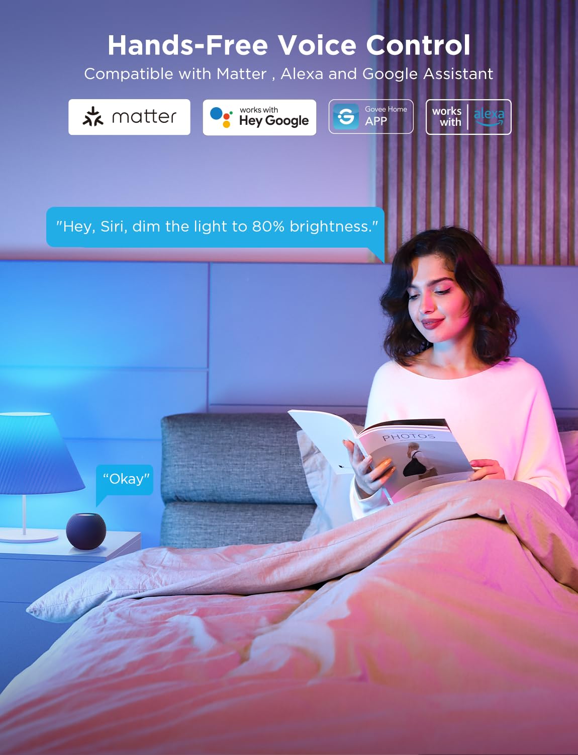 Govee LED Smart Light Bulbs, 1000LM RGBWW A19 75W E26 Base 2 Pack