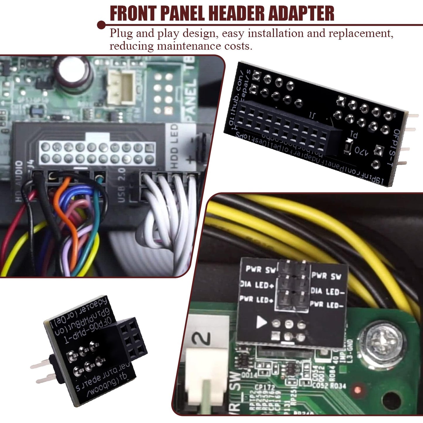Front Panel Header Adapter Compatible with Dell Optiplex 7010 9010 7020 9020 Precision T1650 T1700 Motherboards DT and MT Mid Tower Desktops Audio