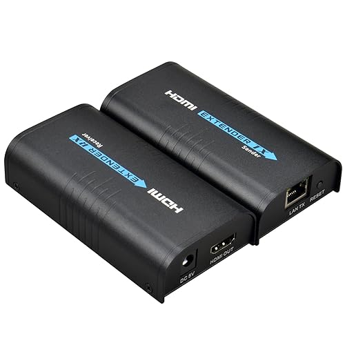 Mirabox HDMI Extender 400ft(120m),1 to Many Over IP LAN Switch,1080P@60Hz Full HD Video and Audio by Single Cat5 Cat5e Cat6 Cat6e Cat7