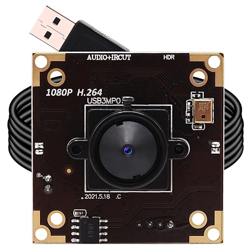 ELP USB Camera WDR H.264 3megapixel 1536p Camera Module for Computer,3mp AR0331 Camera Module with Microphone Mini UVC USB2.0 Webcam Board,WDR 100db