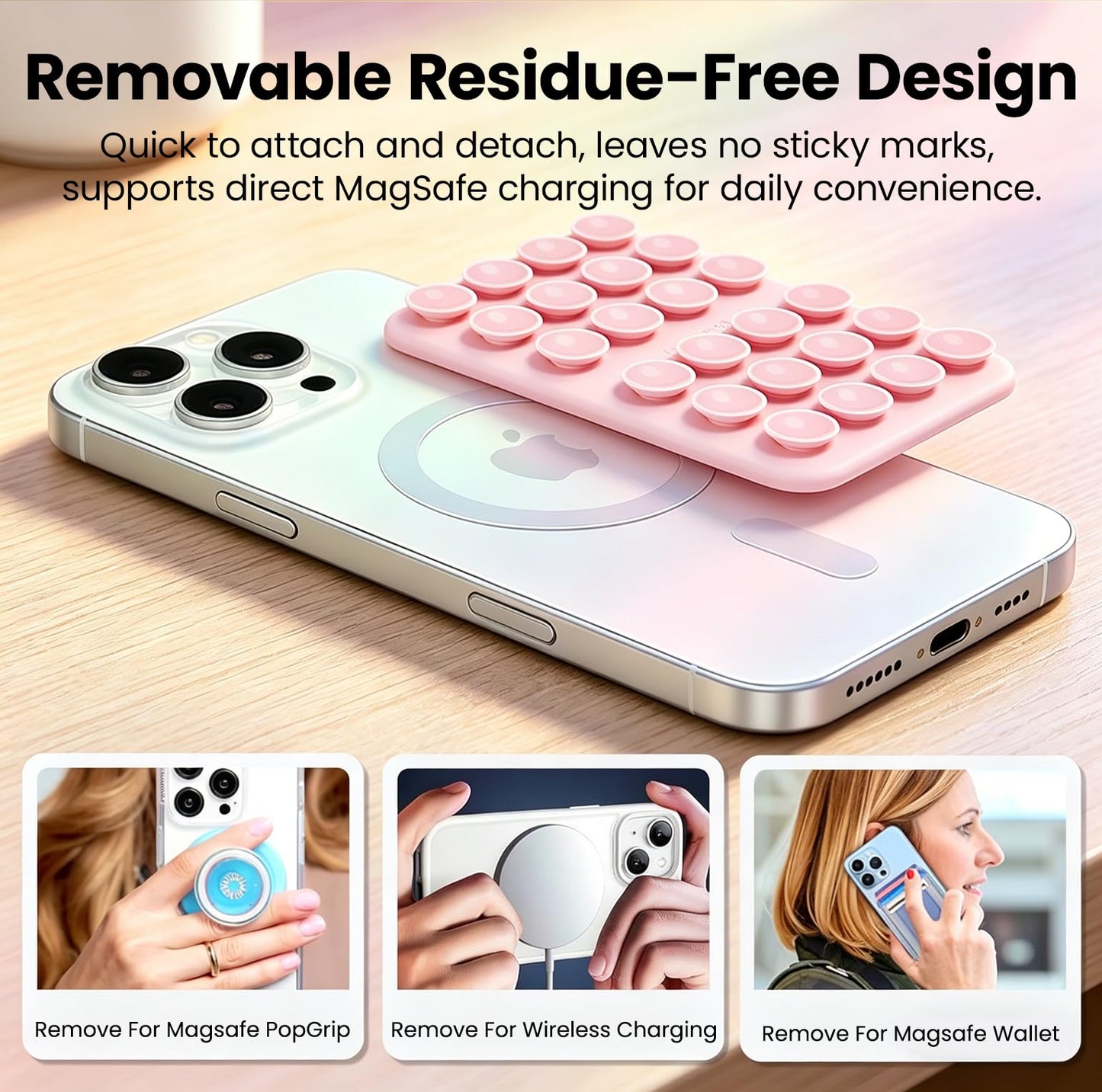 Anteel 2026 Upgraded Magnetic Suction Phone Holder, Clear Silicone Suction Sticky Grip Holder for iPhone 12 13 14 15 16 17 Series, Suction Mirror