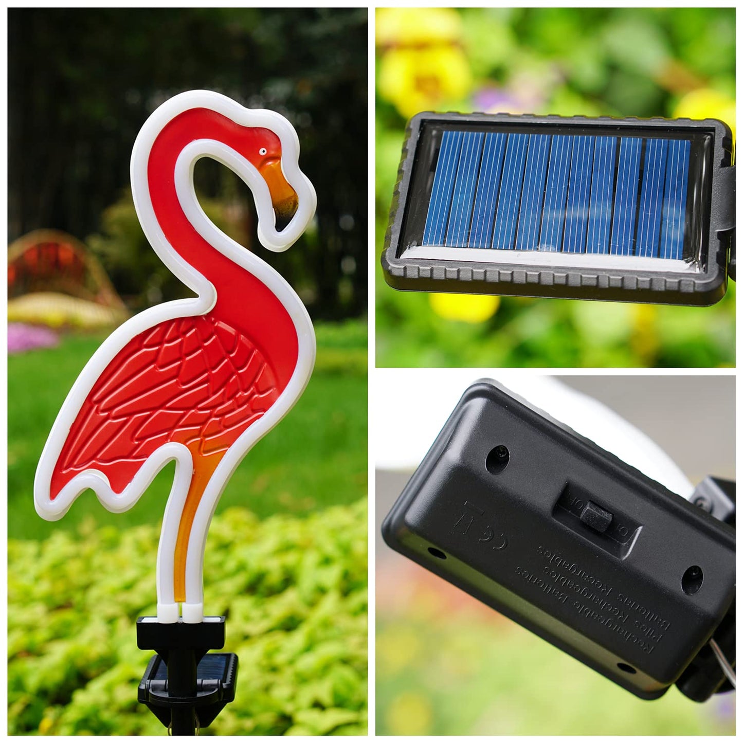 SunKite Flamingo Solar Stake Lights Outdoor,Waterproof Solar Neon Lights for Garden,Yard, Lawn,Pathway,Patio,Backyard (2 Pack)