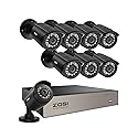 ZOSI 3K Lite 8CH Home Security Camera System Outdoor Indoor,AI Human/Vehicle Detection,Night Vision,H.265+ 5MP Lite 8 Channel CCTV DVR,8pcs 1080P