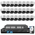 4COVR PoE AutoFocus 32 Channel Security Camera System AI Person Vehicle Detection, 24x 8MP 5X Optical Motorized Zoom IK10 Vandal-Proof Dome IP Camera