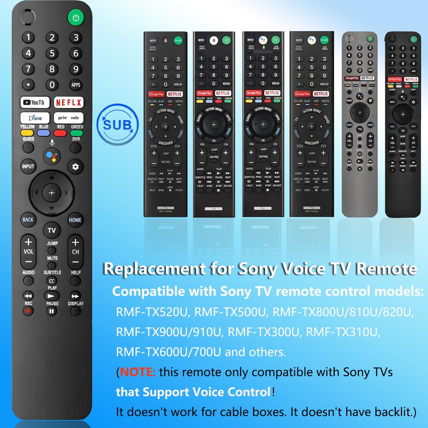 Replacement Voice Remote for Sony TV, for SonyBravia Smart TV with Voice Control, Compatible with Sony Bravia XR/XBR/KD Series 4K/ 8K LED OLED