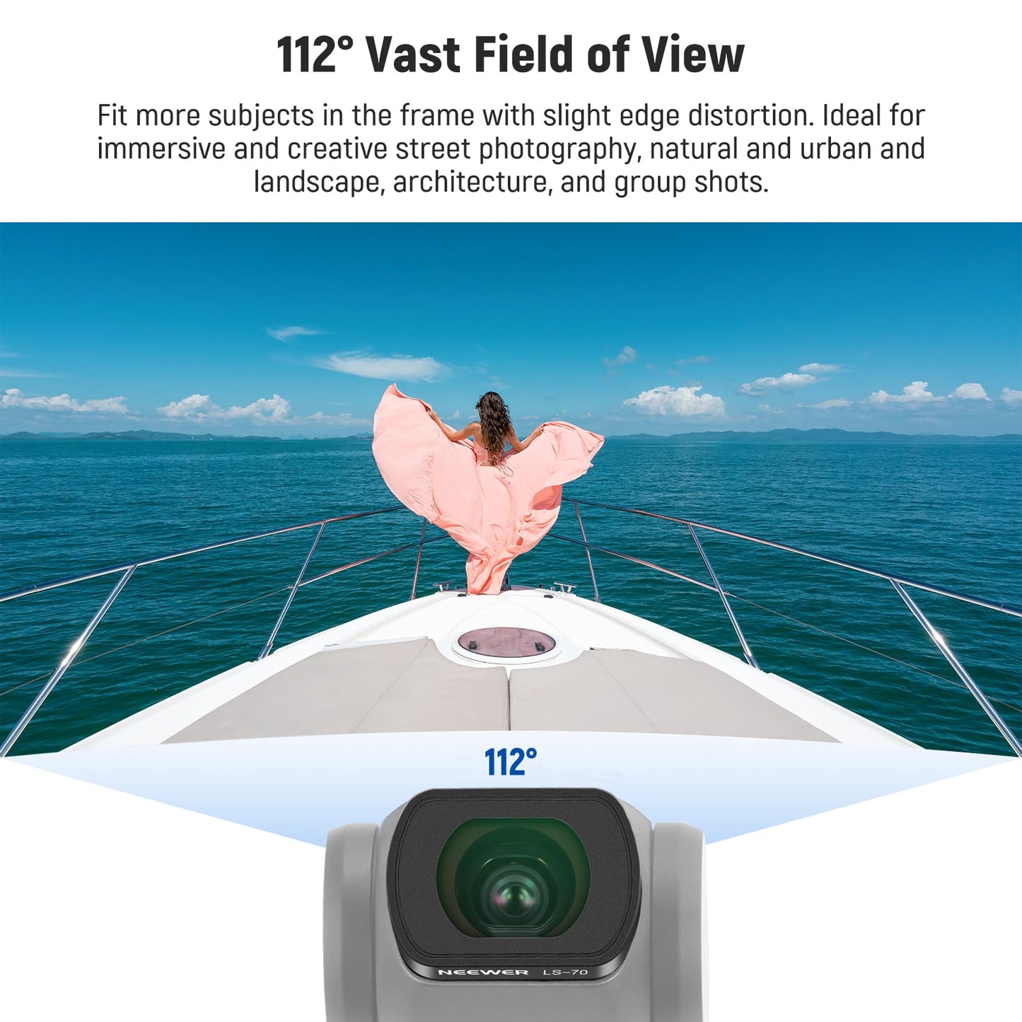 NEEWER 0.72X FOV 112° Wide Angle Lens Compatible with DJI Osmo Pocket 3 Creator Combo Accessories, Multi-Layer Magnetic Action Cam Aspheric Lens