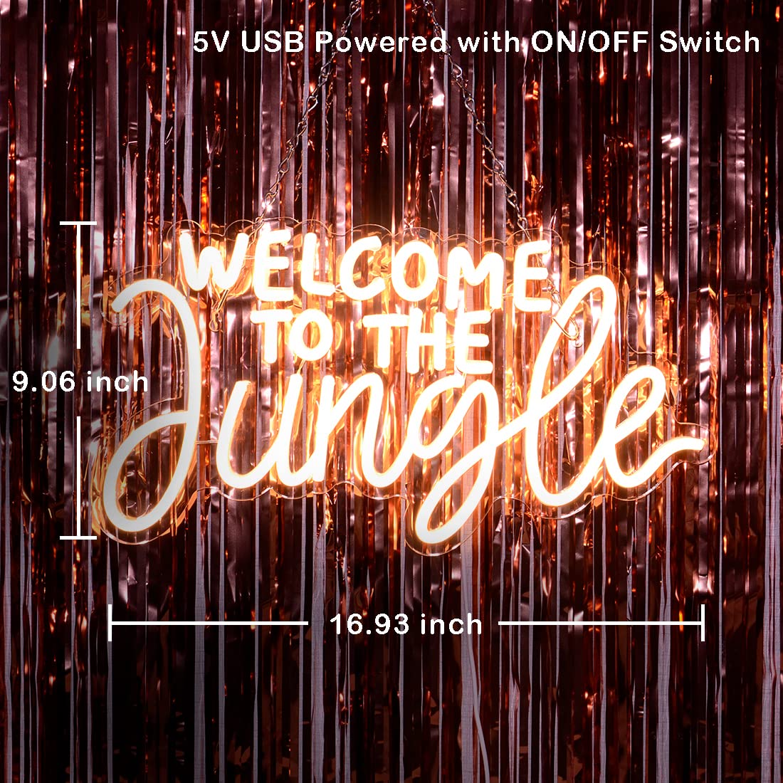 Welcome to the Jungle Neon Sign Home Wall Decor LED Neon Light Wall Sign for Safari Jungle Themed Party Baby Shower Background Bedroom Kids Birthday