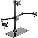 VIVO Black Steel Quad Freestanding LED LCD Computer Monitor, Heavy Duty 3 Plus 1 Fully Adjustable Stand with Base, Holds 4 Screens up to 24 inches