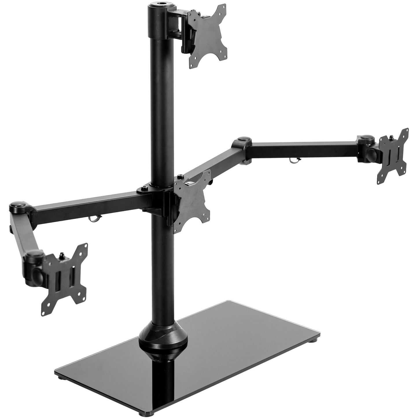 VIVO Black Steel Quad Freestanding LED LCD Computer Monitor, Heavy Duty 3 Plus 1 Fully Adjustable Stand with Base, Holds 4 Screens up to 24 inches