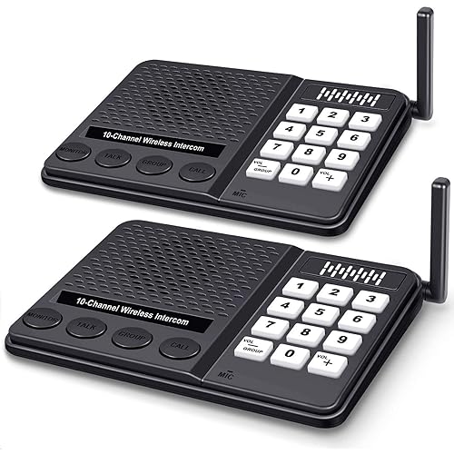 Intercoms Wireless for Home - 10 Channel 3 Privacy Code Wireless Intercom System for Home House Business Office - GLCONN 1.1 Mile Range Room to Room