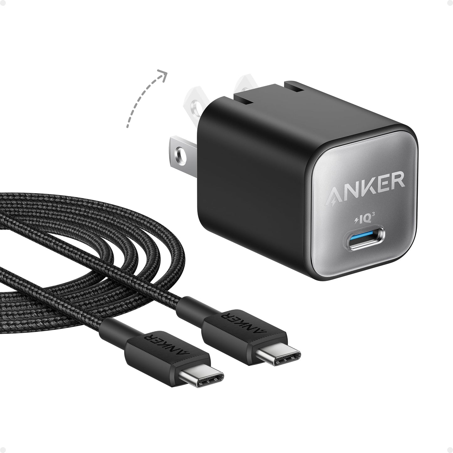 Anker Nano Phone Charger, USB C GaN Charger 30W, PIQ 3.0 Foldable PPS Fast Charger USB C for iPhone 17/16 and More Series, Galaxy, iPad, Compatible