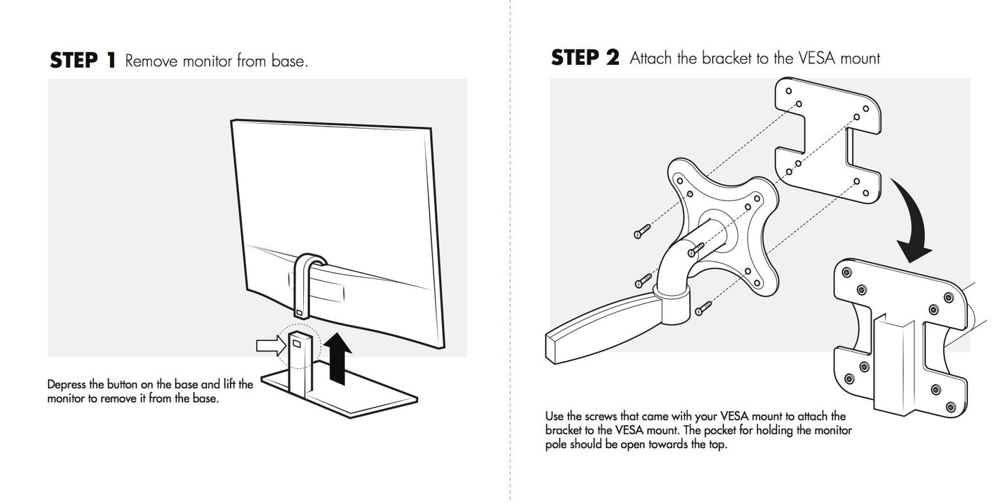 HumanCentric VESA Mount Adapter Bracket Compatible with AOC i2367Fh/Fm/F, i2757Fh/Fm, i2067f, and i2267Fw/Fwh