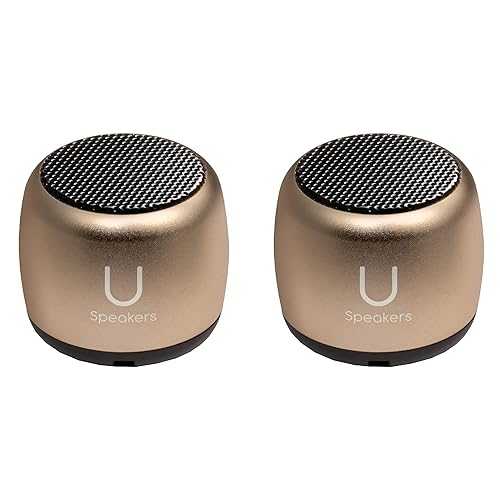 Fashionit U Speakers Micro Bluetooth Computer Speaker 2-Pack Bundle with Matching Speaker, Built-in Mic & Selfie Remote Control, for Workspace