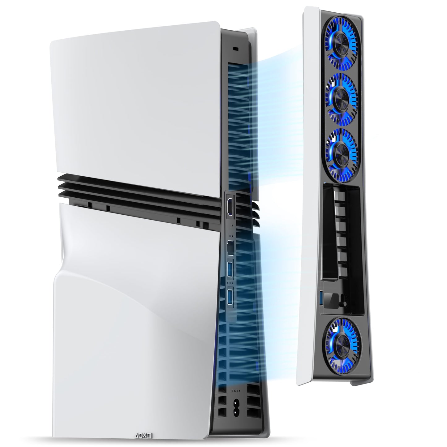 JUSPRO Cooling Fan for PS5 Pro, Quiet Enhanced 4 Cooler Fan with Adjustable Speed, Auto Power On/Off, Cooling Accessories with USB 3.0 Port and LED
